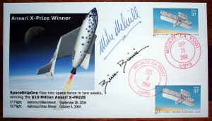 Rare SpaceShipOne Commemorative cover canceled on both X-Prize dates (autographed by Astronauts Melvill and Binnie)